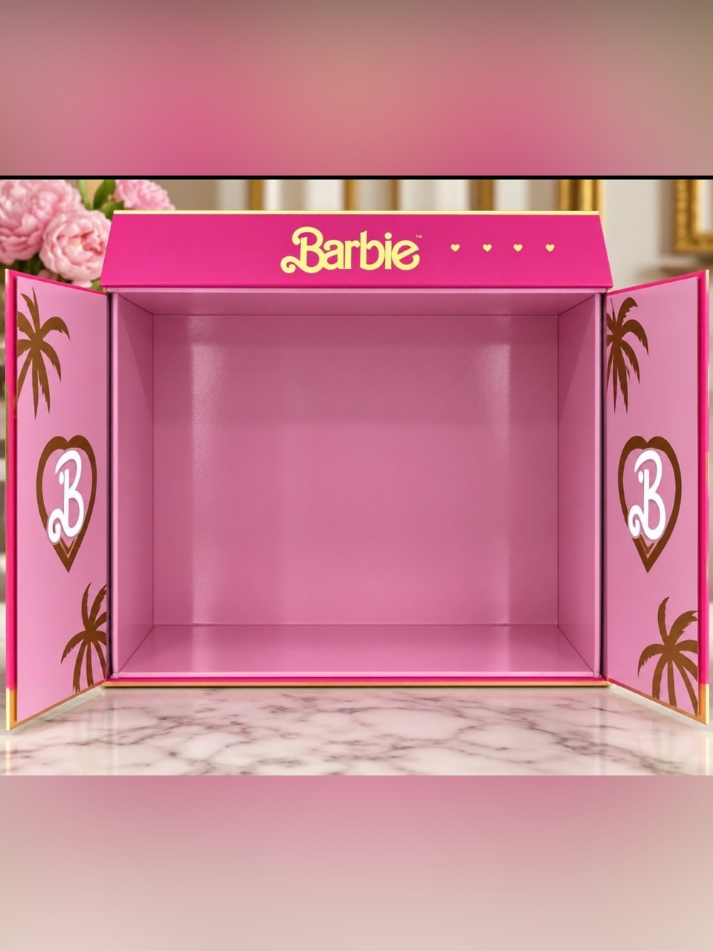 Barbie Glam lite PR box! 🌟 Pink &Gold double door makeup caddy presentation box! - Picture 3 of 8